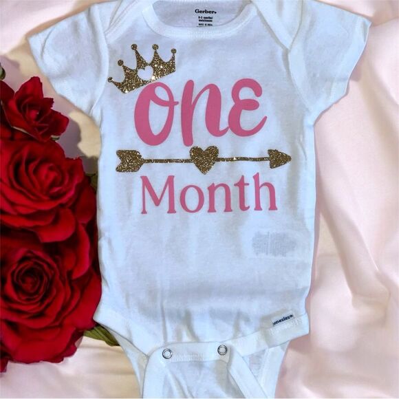 Handmade 👑 Princess Milestone Onesies – Complete 12-Month Set! 👑 - Picture 2 of 14